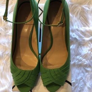 Ann Taylor LOFT forest green Espadrille Wedge